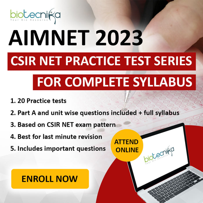 AIMNET 2024 - CSIR CSIR NET Life Science Online Test Series - 20 Tests Included