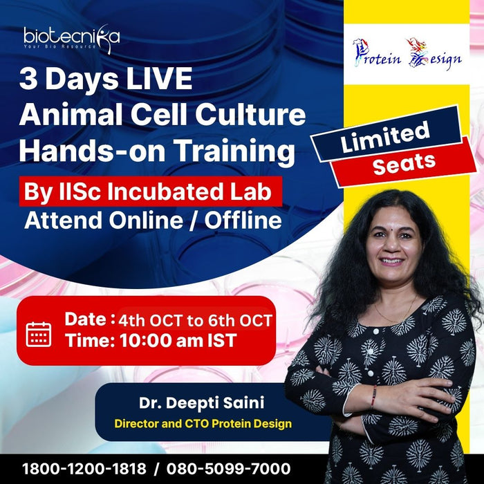 3 Days LIVE Animal Cell Culture Hands-on Training By IISc Incubated Lab - Attend Online / Offline