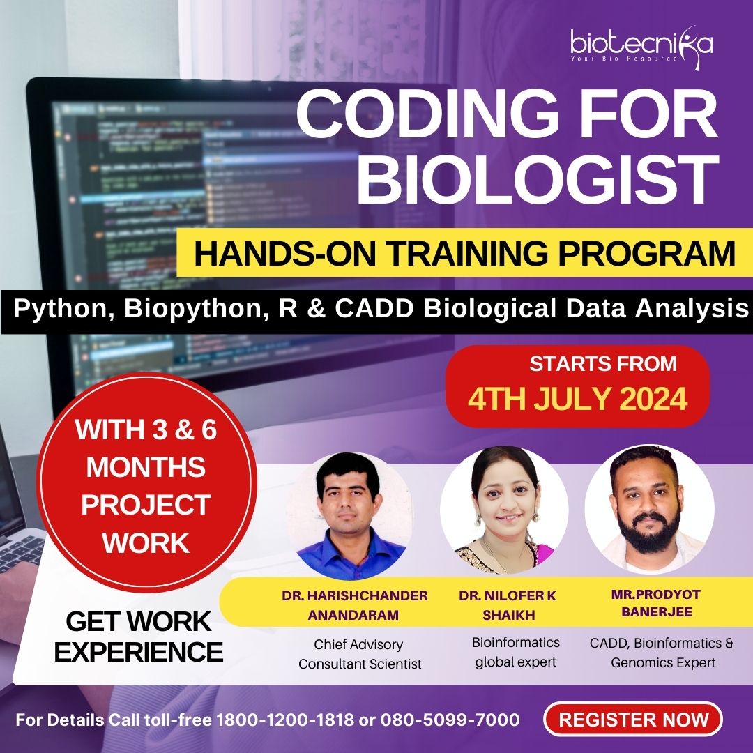 Biotech Engineer Coding Coding For Biologist Hands-on Training Program With 3 & 6 Months Proje ...