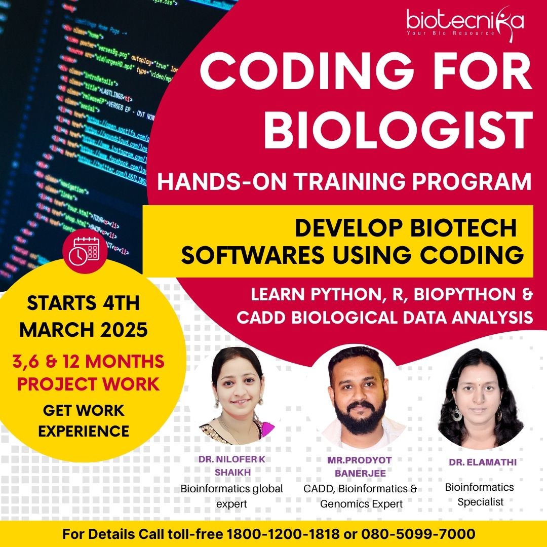 Biostate Coding Coding For Biologist Hands-on Training Program With 3, 6 & 12 Months P ...