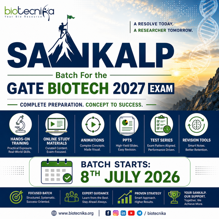 GATE Sankalp Batch - Exclusive LIVE Classes For GATE Biotech 2027 Exam With Internship