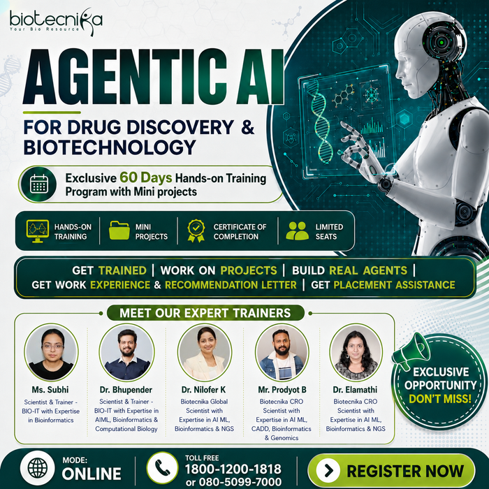 Agentic AI for Drug Discovery & Biotechnology - Hands-on Training Program With Project Work & Placement Assistance
