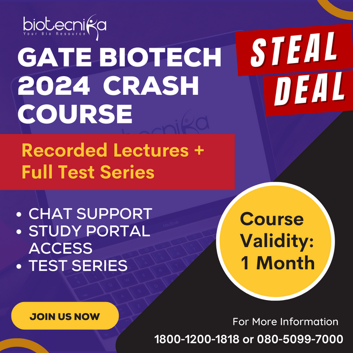 GATE Biotech 2024 Crash Course Recorded Lectures For Fast Revision + Full Test Series