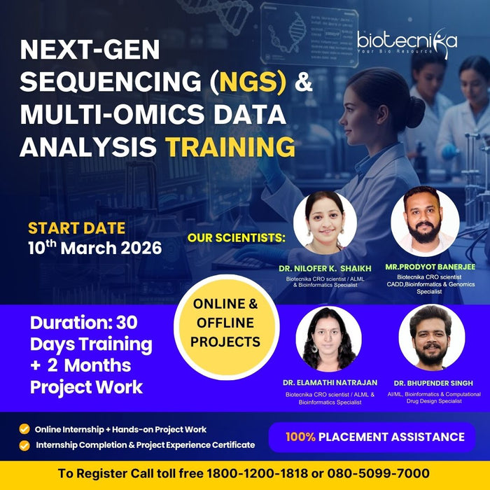 Next-Gen Sequencing & Multi-Omics Data Analysis Hands-On Internship with Project Work (Online + Offline)