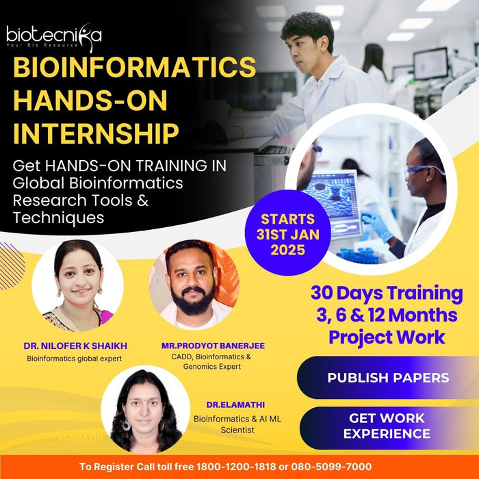 Bioinformatics Winter Internship - Global Research Tools & Techniques OFFLINE / ONLINE Hands-on Training With Project Work - 3, 6 & 12 Months Duration