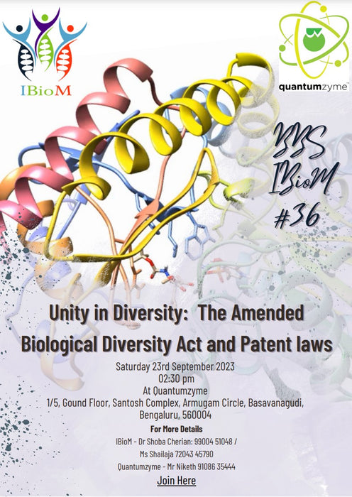 LIVE Stream Access For IBioM Meet - Unity in Diversity - The Amended Biological Diversity Act and Patent Laws