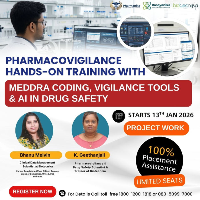 Pharmacovigilance Hands-on Training with MedDRA Coding, Vigilance Tools & AI in Drug Safety + Project Work