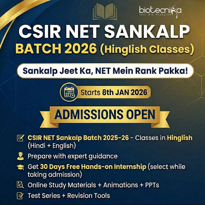 Admissions Open For CSIR NET SANKALP BATCH 2026 (Hinglish Classes)