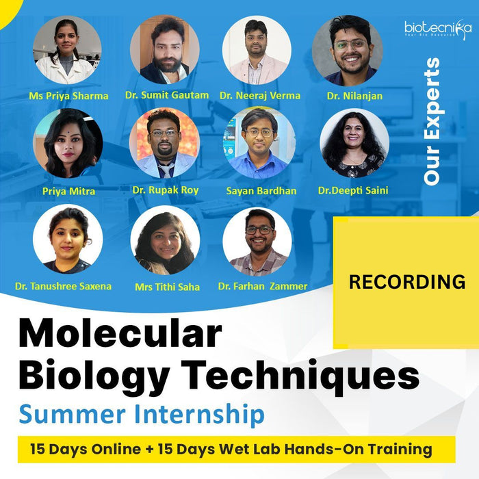 Molecular Biology Techniques Summer Internship With Wet Lab Hands-On Training