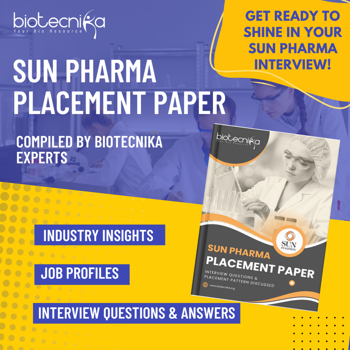 Sun Pharma Placement Paper for Life Science, Biotech, Pharma & Chemistry Candidates
